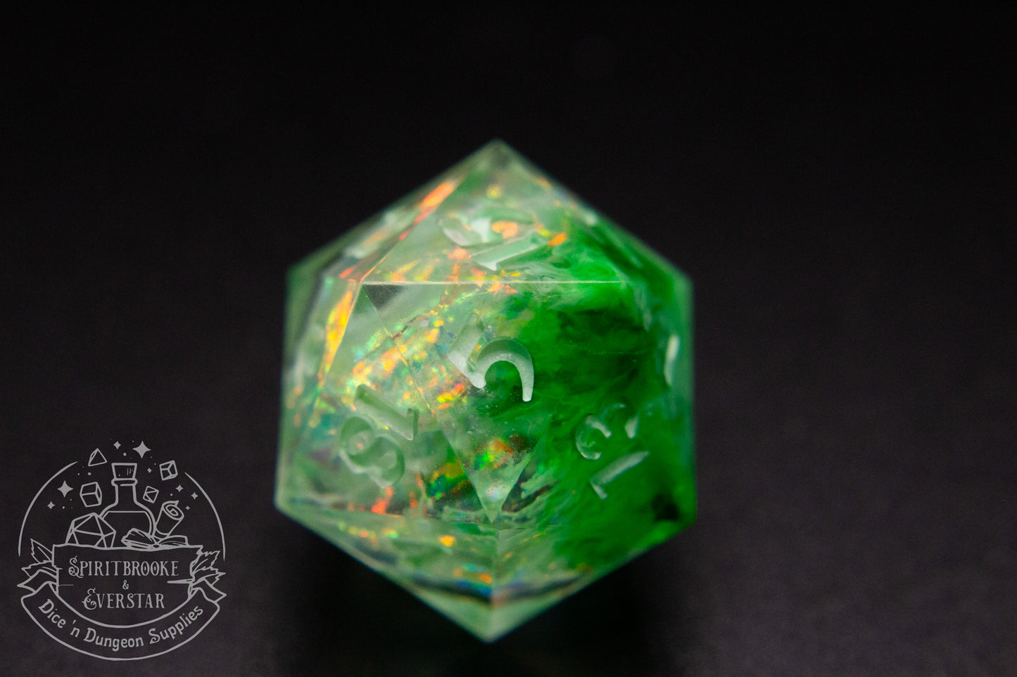 Green Rainbow Druid Polyhedral Dice