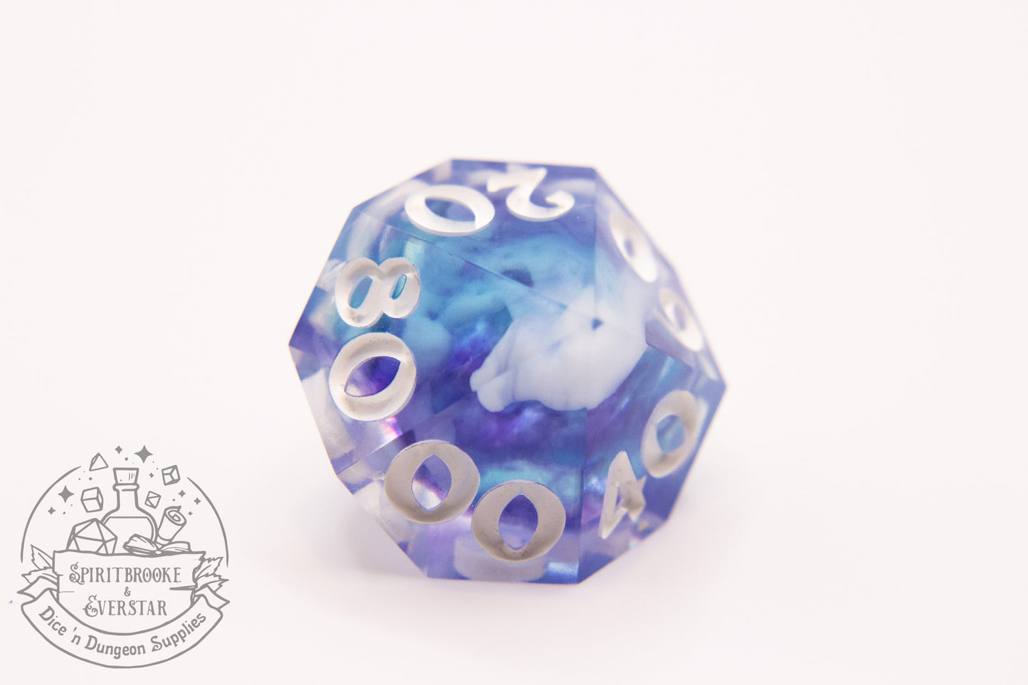 Mystical Blue Cloudy Polyhedral Dice