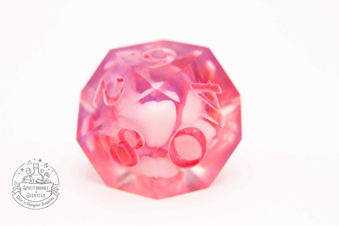 Mystical pink Cloudy Polyhedral Dice