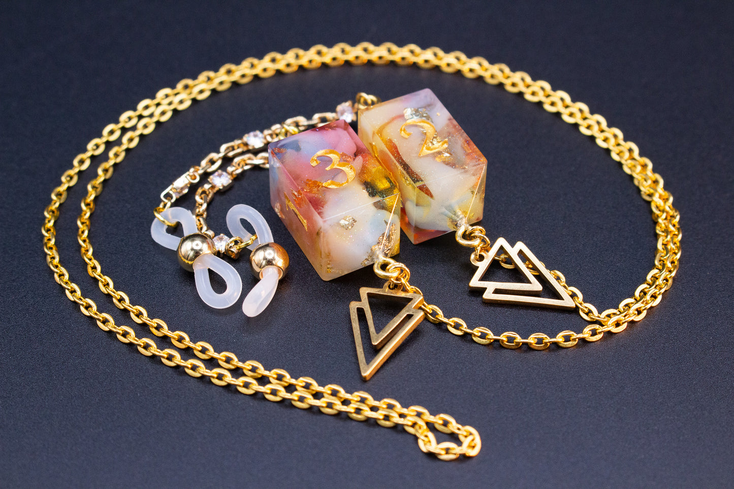 Gold Eyewear Chain Rainbow Skies D4 Dice