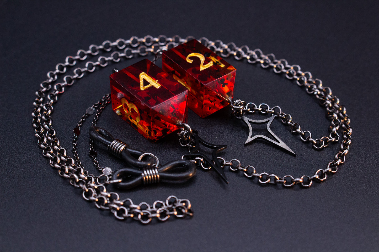Black Eyewear Chain Vampblood Gold Dice