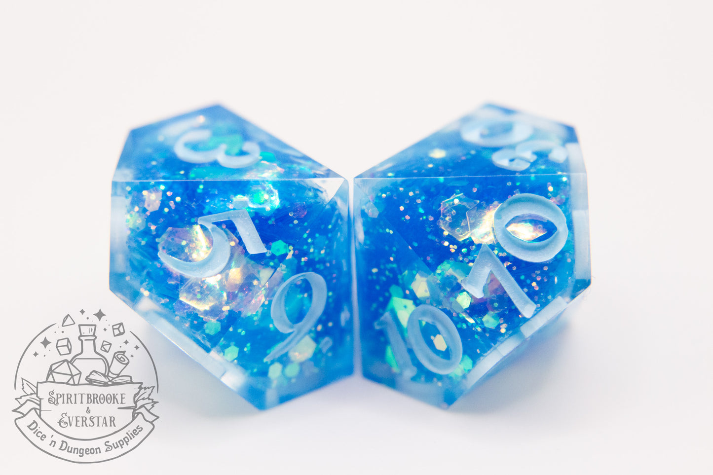Blue Glitter Explosion Polyhedral Dice Set