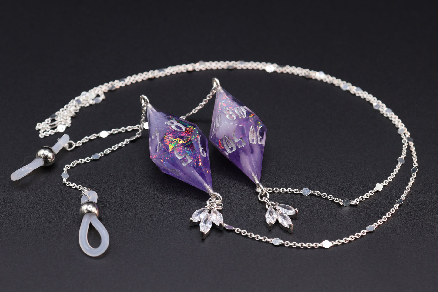 Silver Eyewear Chain Lavender Court Dice