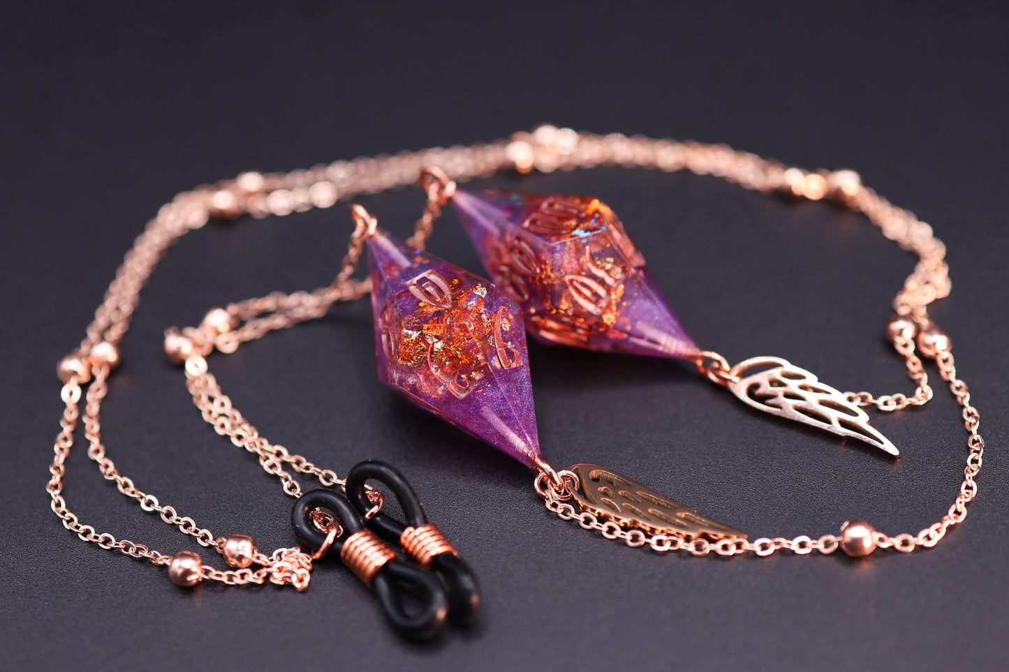 Rose Gold Eyewear Chain Violet Healer Dice