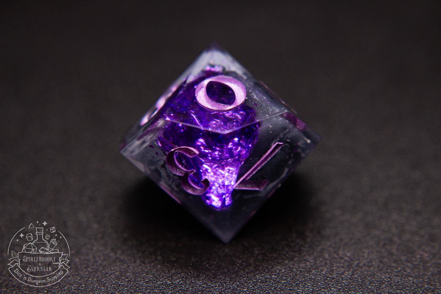 Purple Polyhedral Geode Dice