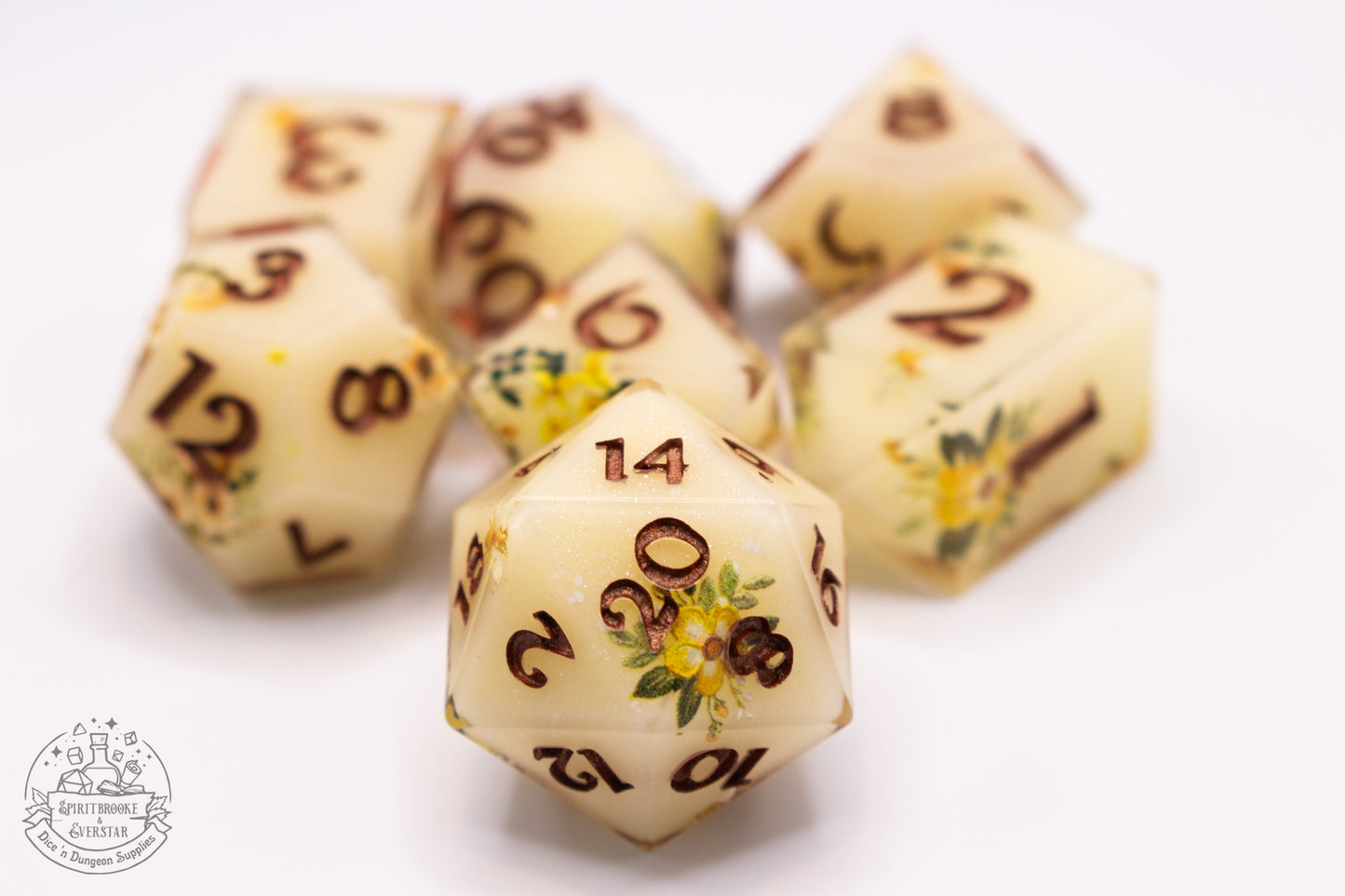 Lemonblossom Polyhedral Dice set