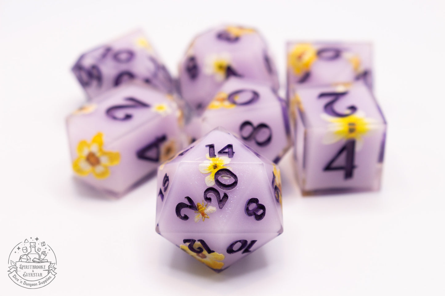 Lilac Petal Polyhedral Dice set