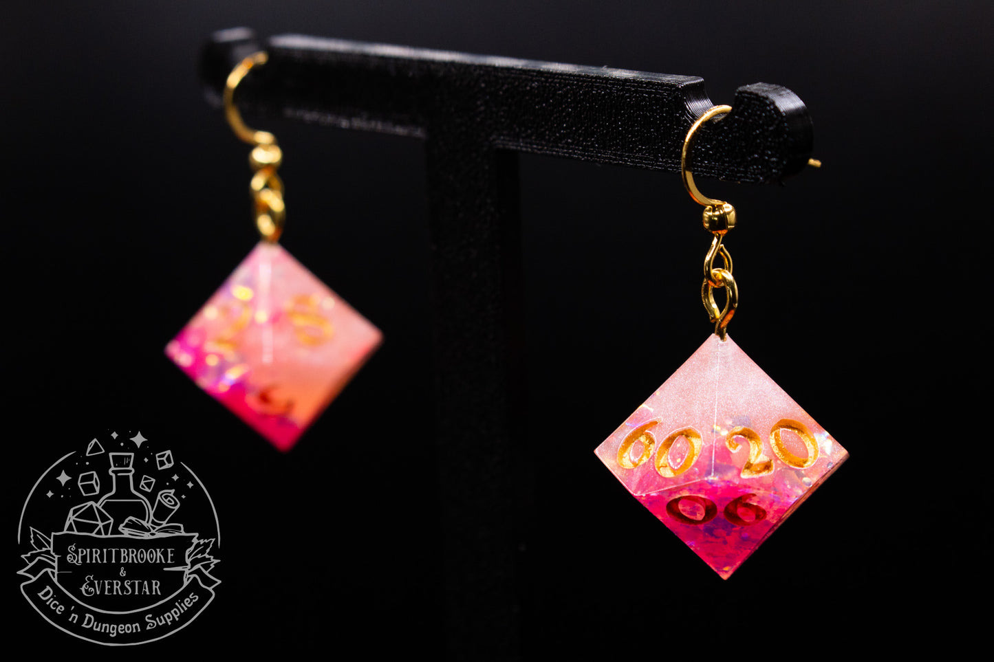 Pink Pixie D10 and D100 Earrings