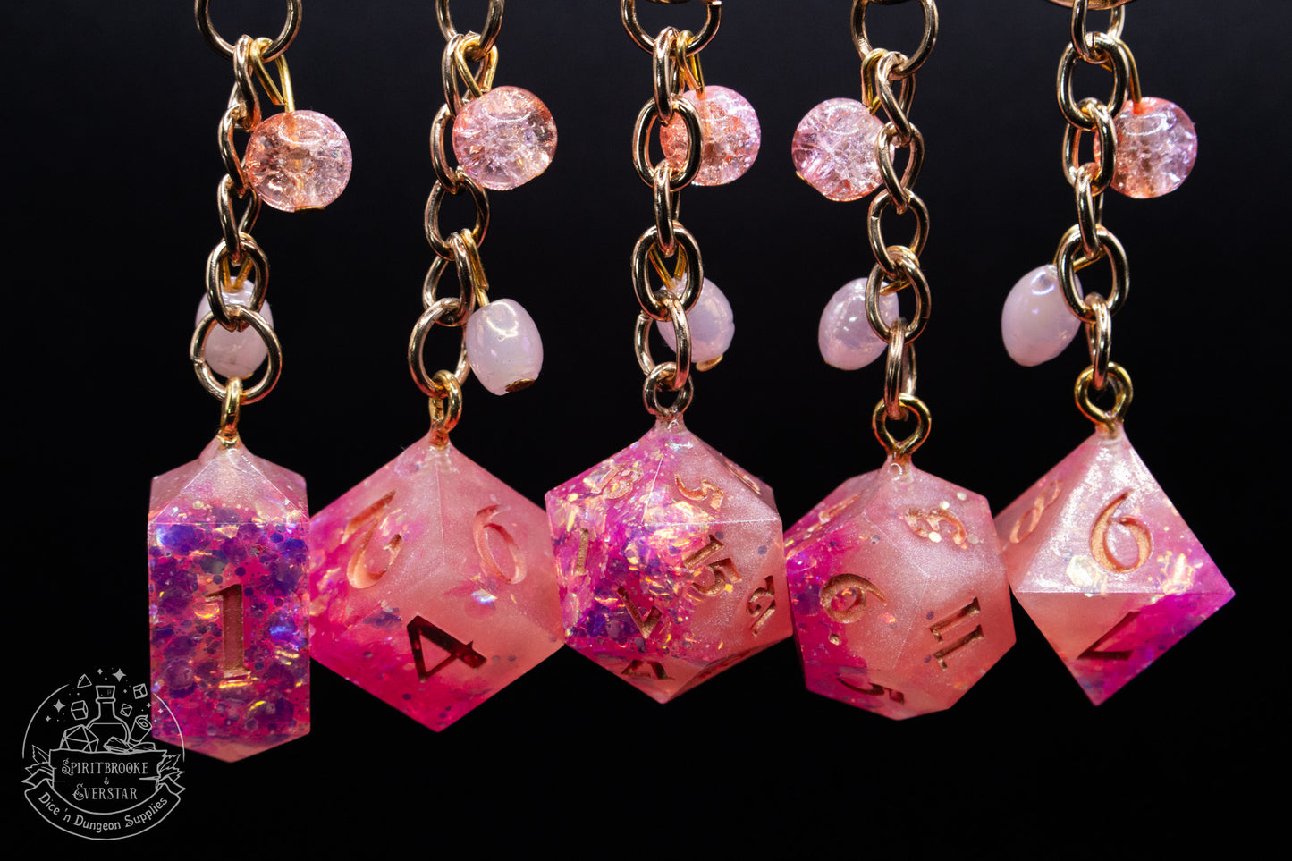 Pink Pixie Dice Keychains