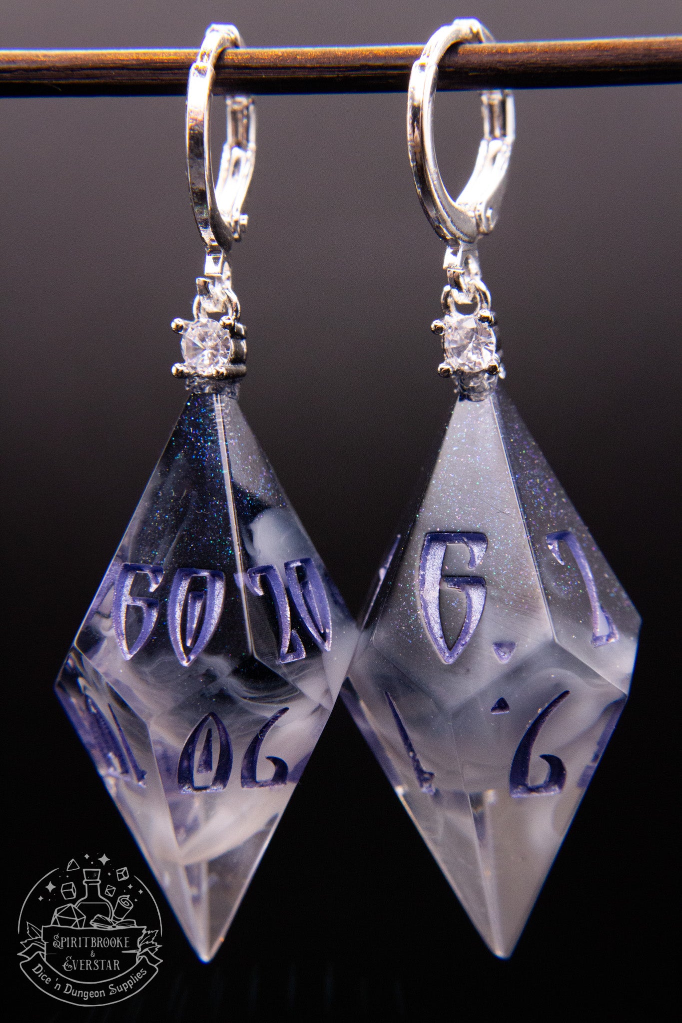 Silver Frost D10 + D100 Pointy Earrings