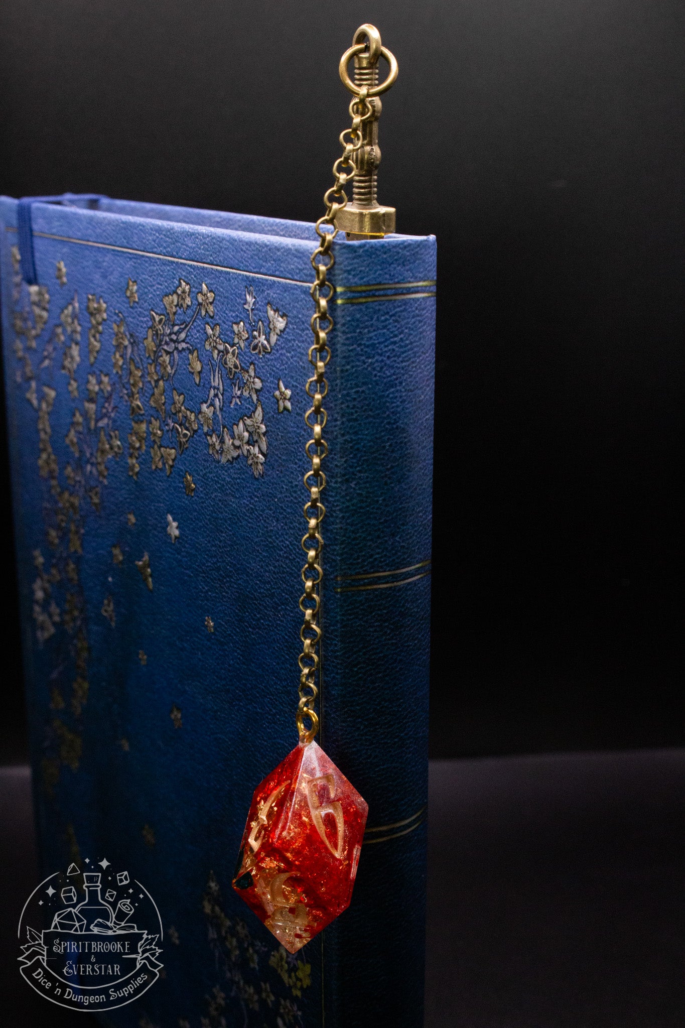 Dice Bookmark Brass, Red and Gold