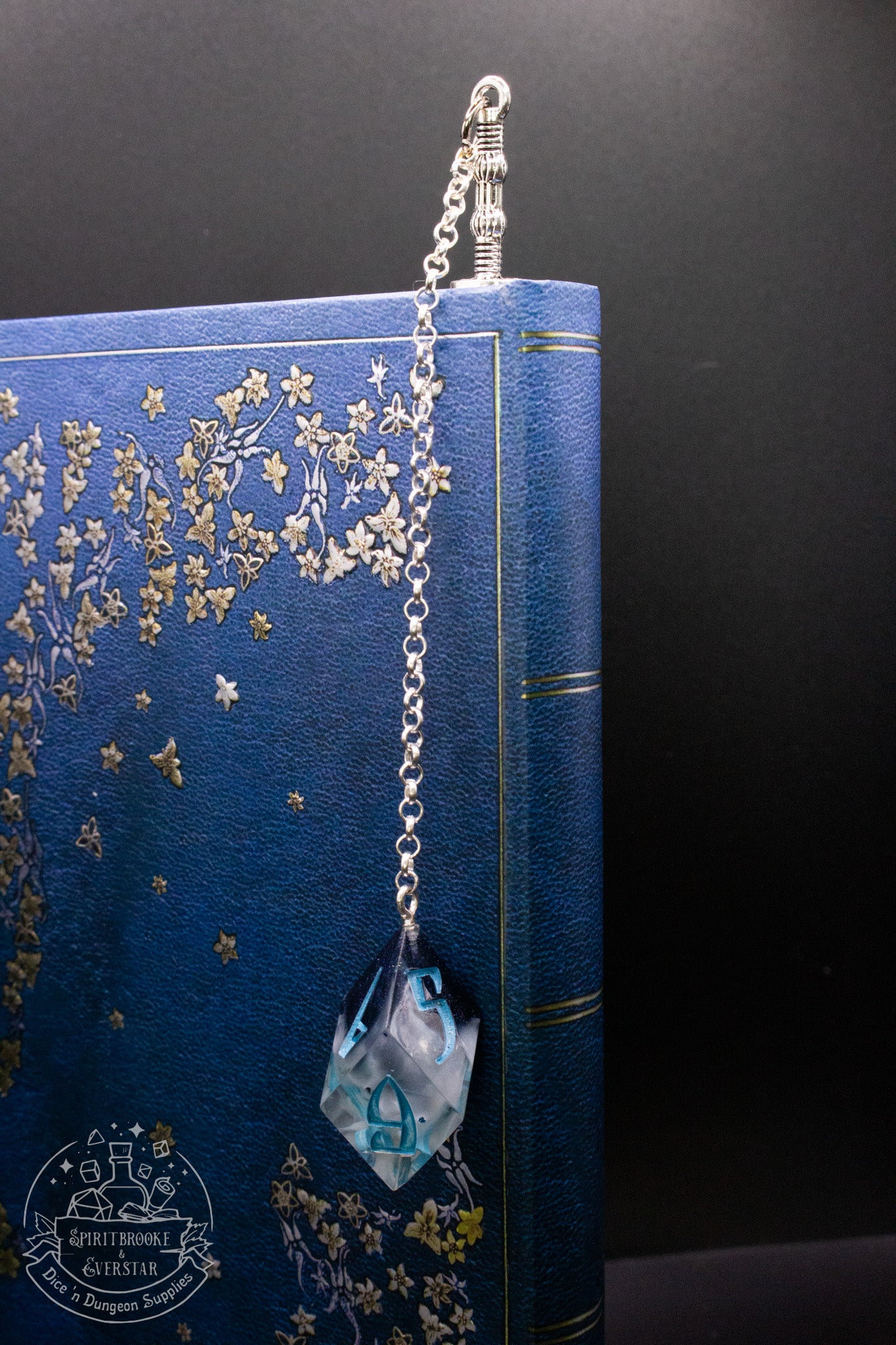 Dice Bookmark Brass, Black White and Silver Blue