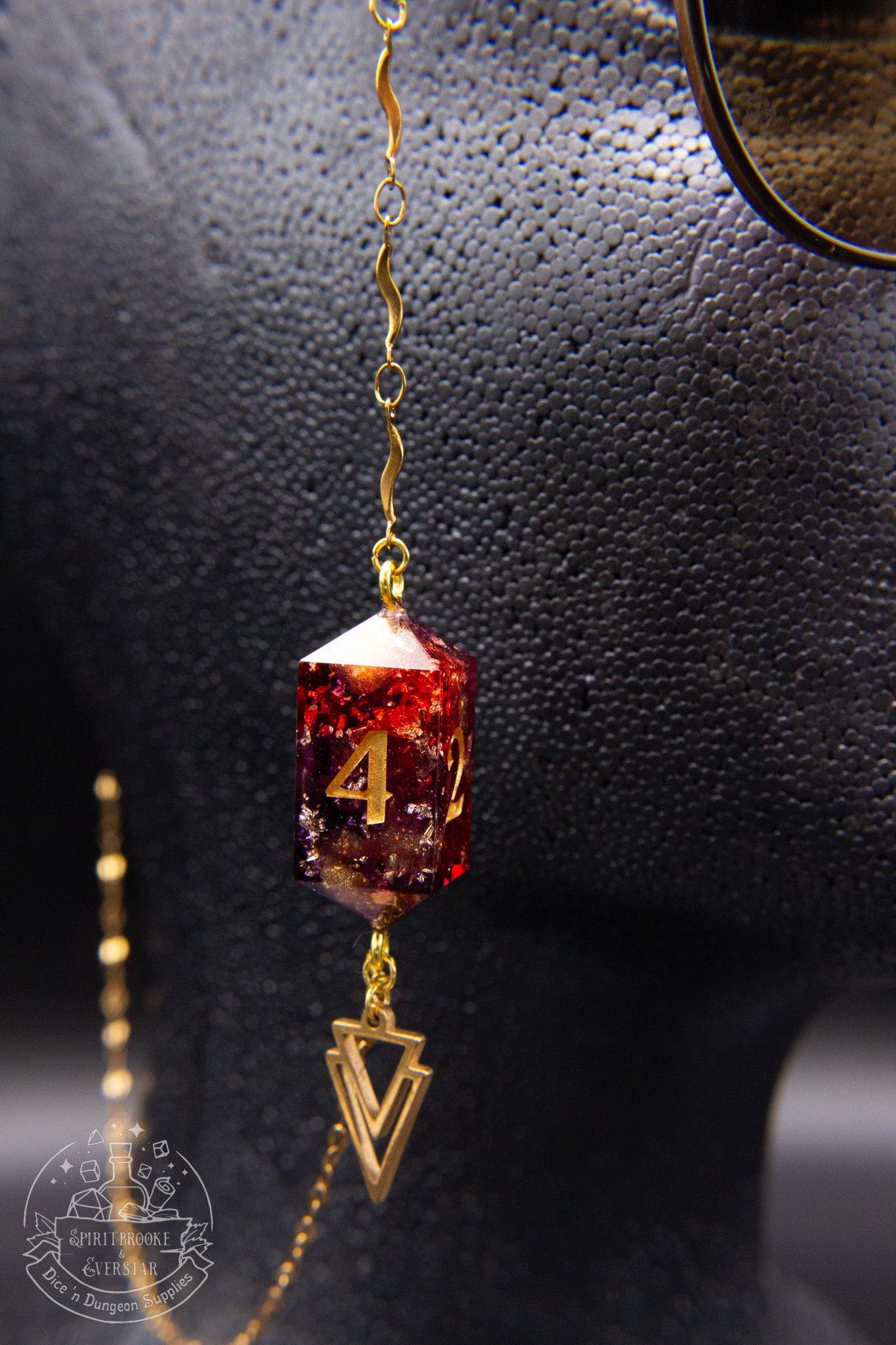 Gold Eyewear Chain Dark Purple/Red and Gold Dice