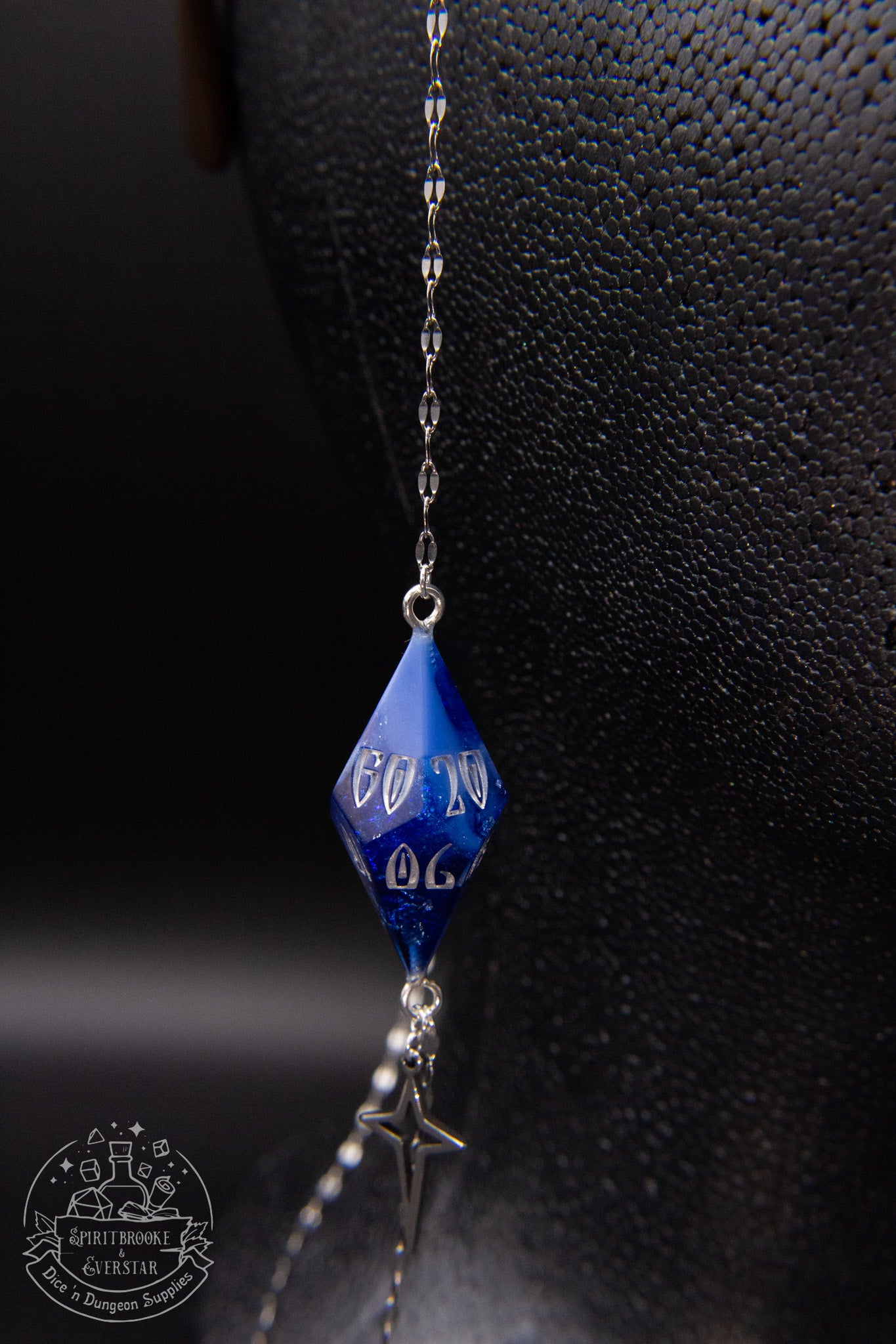 Silver Eyewear Chain Blue Dice