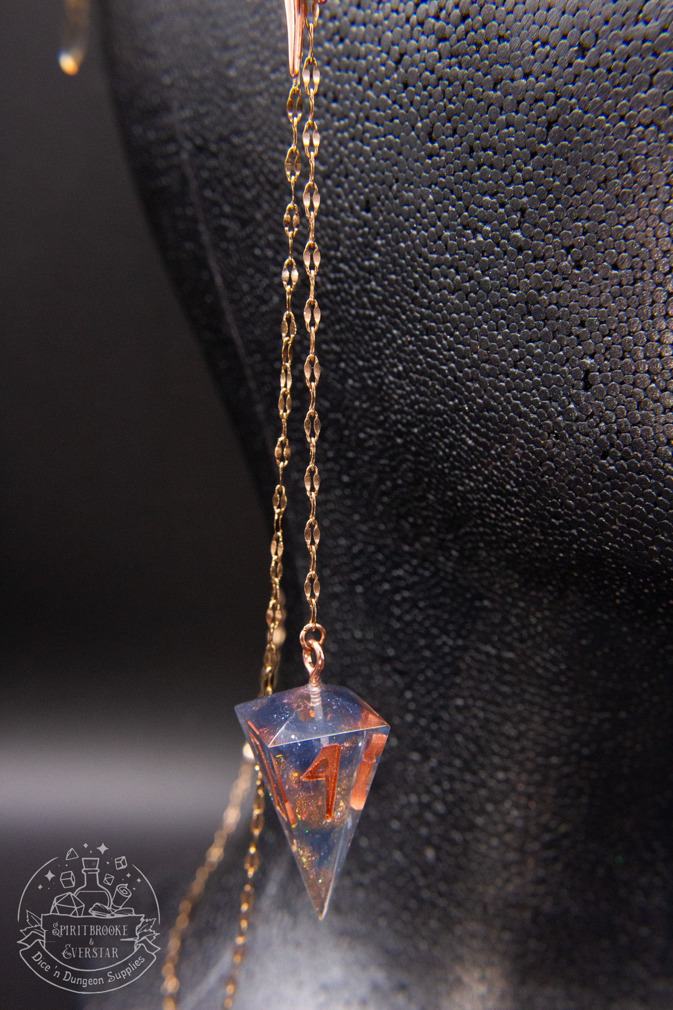 Rose Gold Eyewear Chain Smokey Coppery Glitter Dice