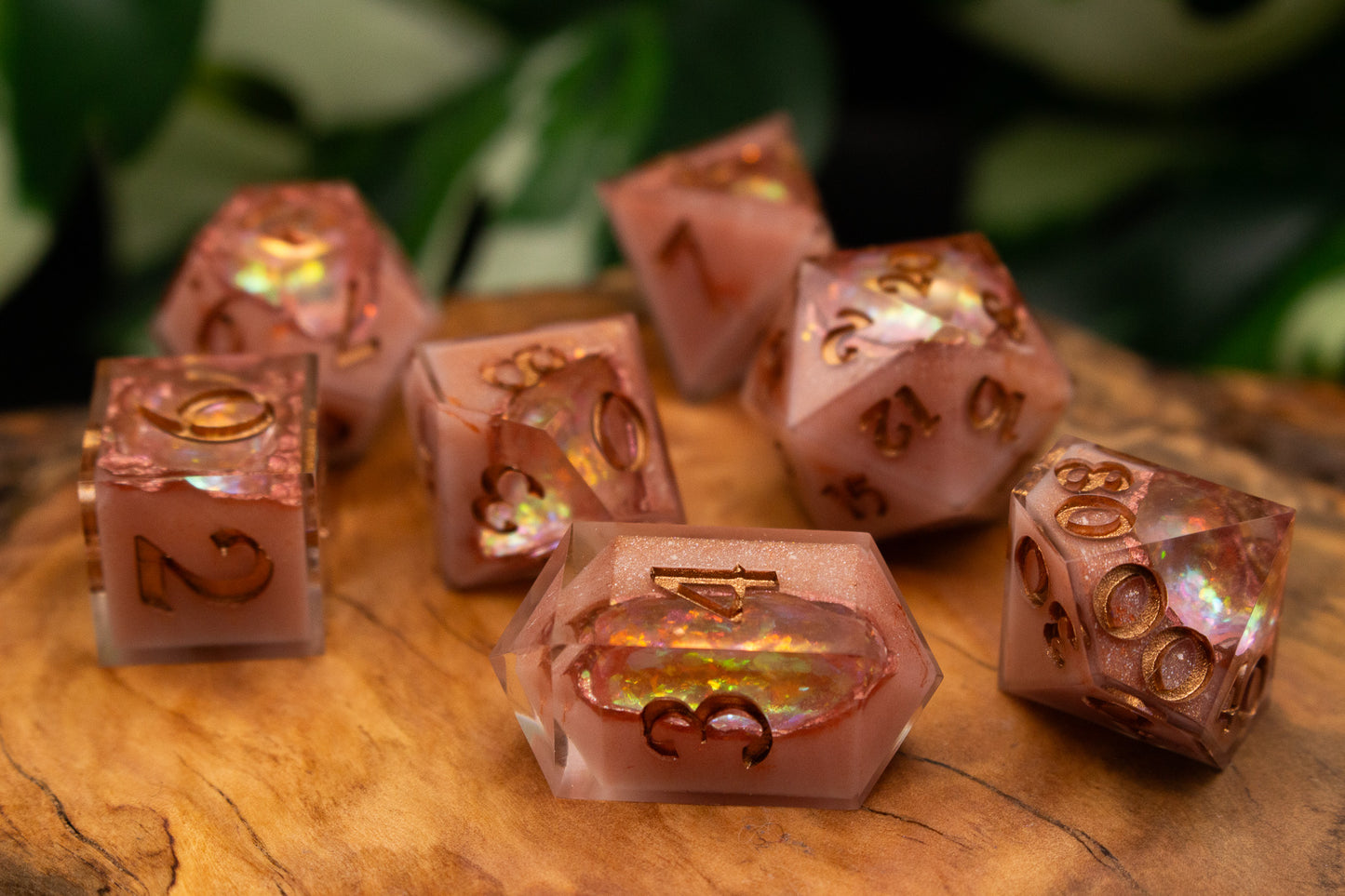 Old Fairy Pink Polyhedral Geode Dice