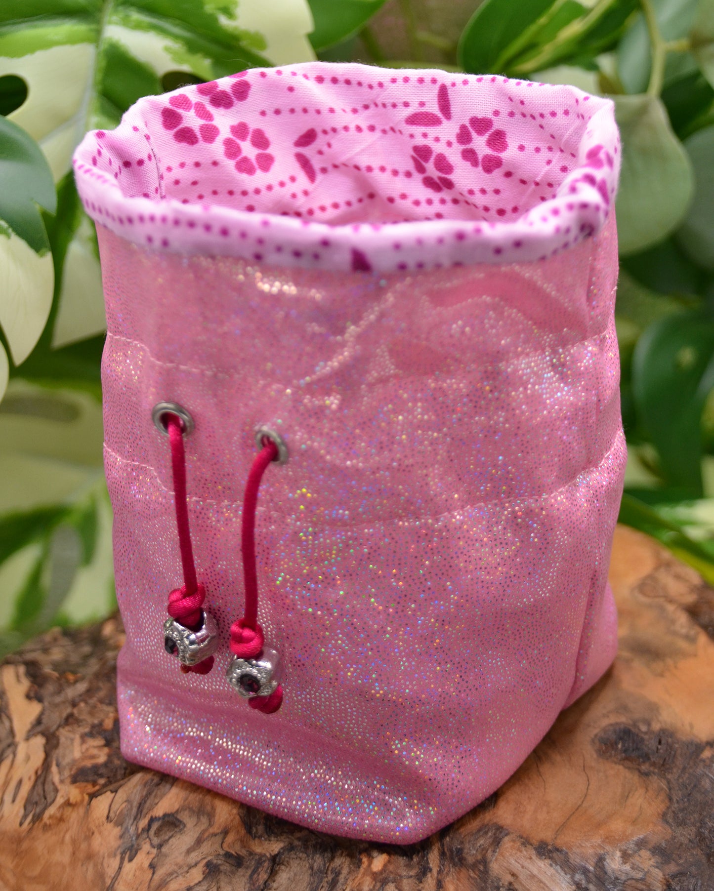 'Holo Pink Blossom' Tiny Dice Pouch