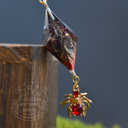 Dice Hair Sword - Black Sword with a black/red D10 die and golden red spider