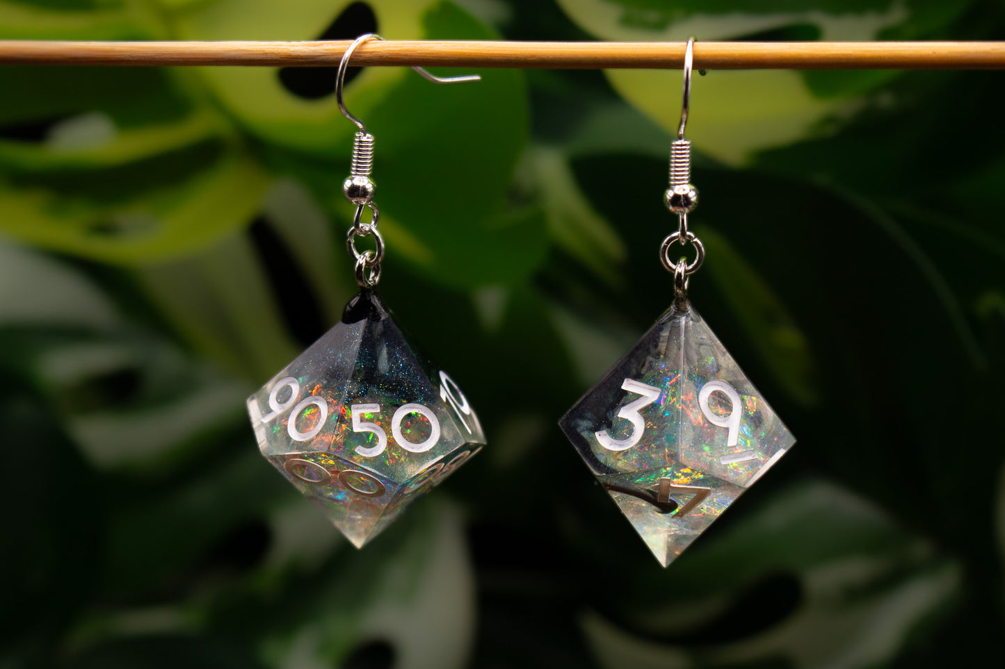 Cursed Rainbow D10 and D100 Earrings