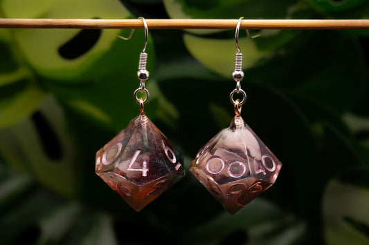 Black and Pink Rose D10 and D100 Earrings