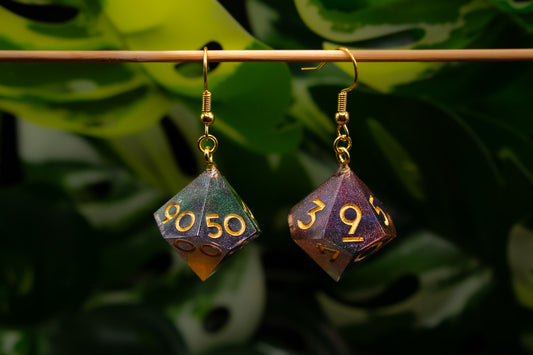 Rainbow Gold D10 and D100 Earrings