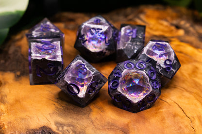 Purple Polyhedral Geode Dice