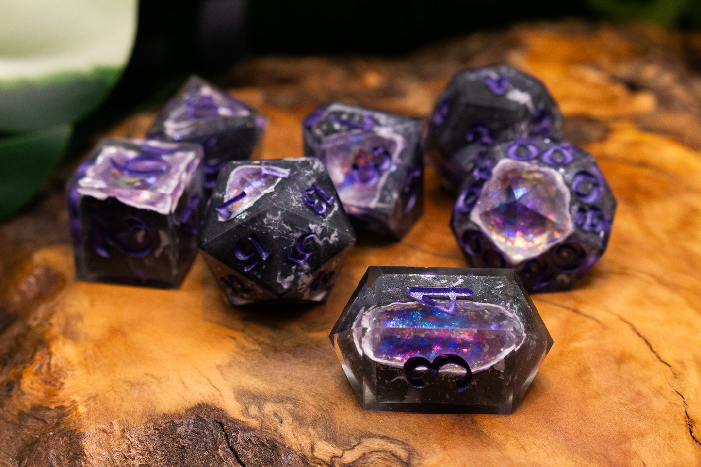 Purple Polyhedral Geode Dice