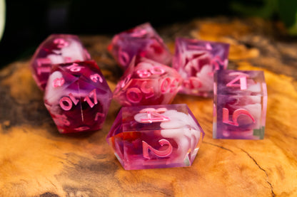 Mystical pink Cloudy Polyhedral Dice