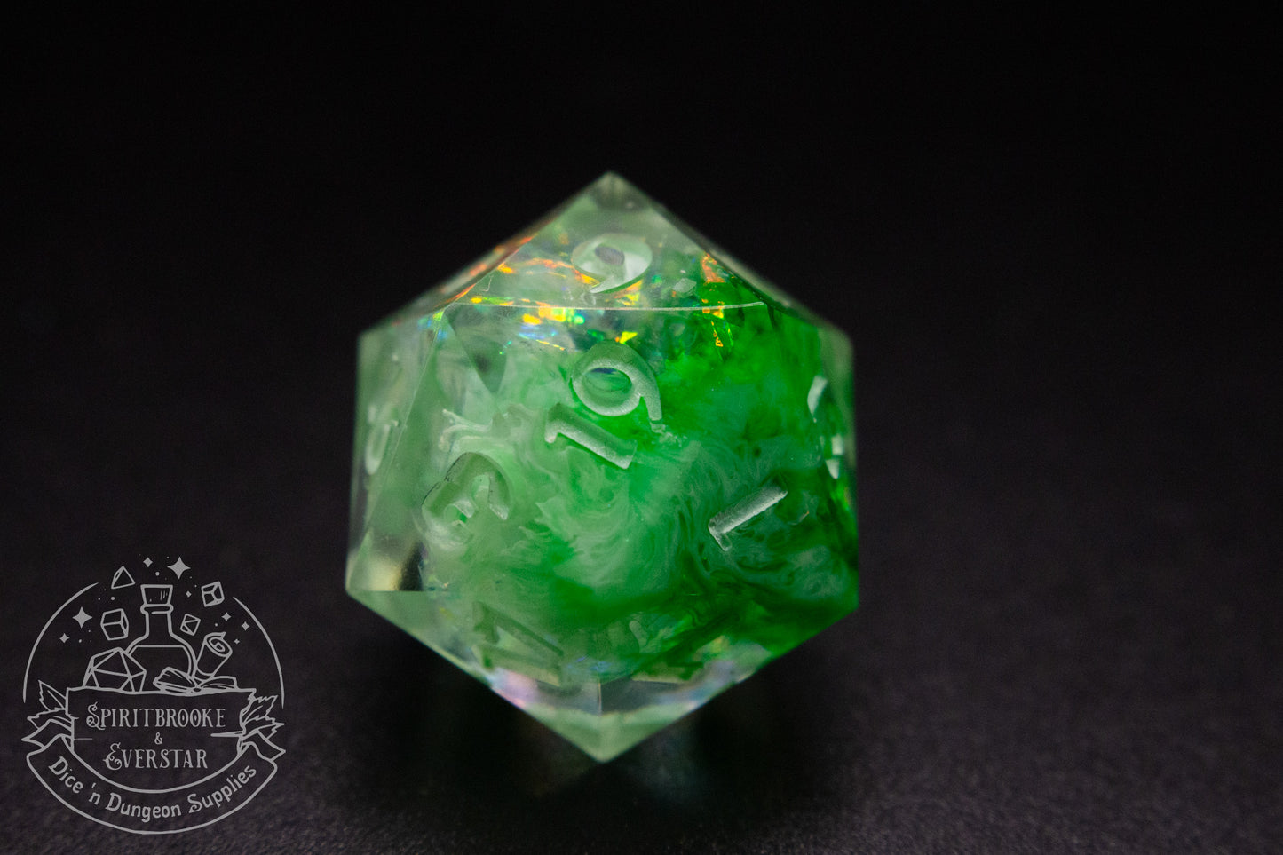 Green Rainbow Druid Polyhedral Dice