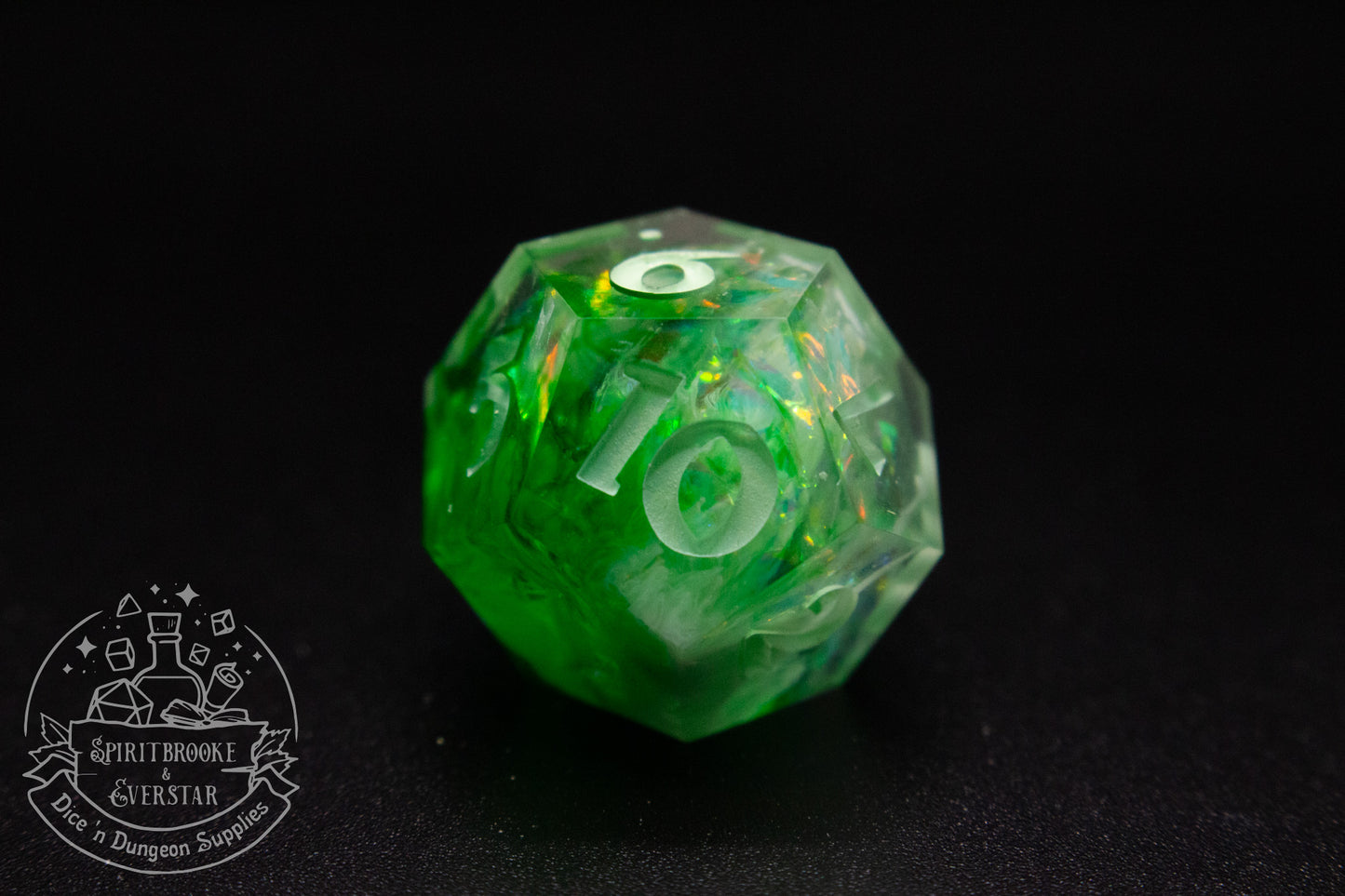 Green Rainbow Druid Polyhedral Dice