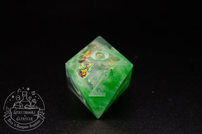 Green Rainbow Druid Polyhedral Dice