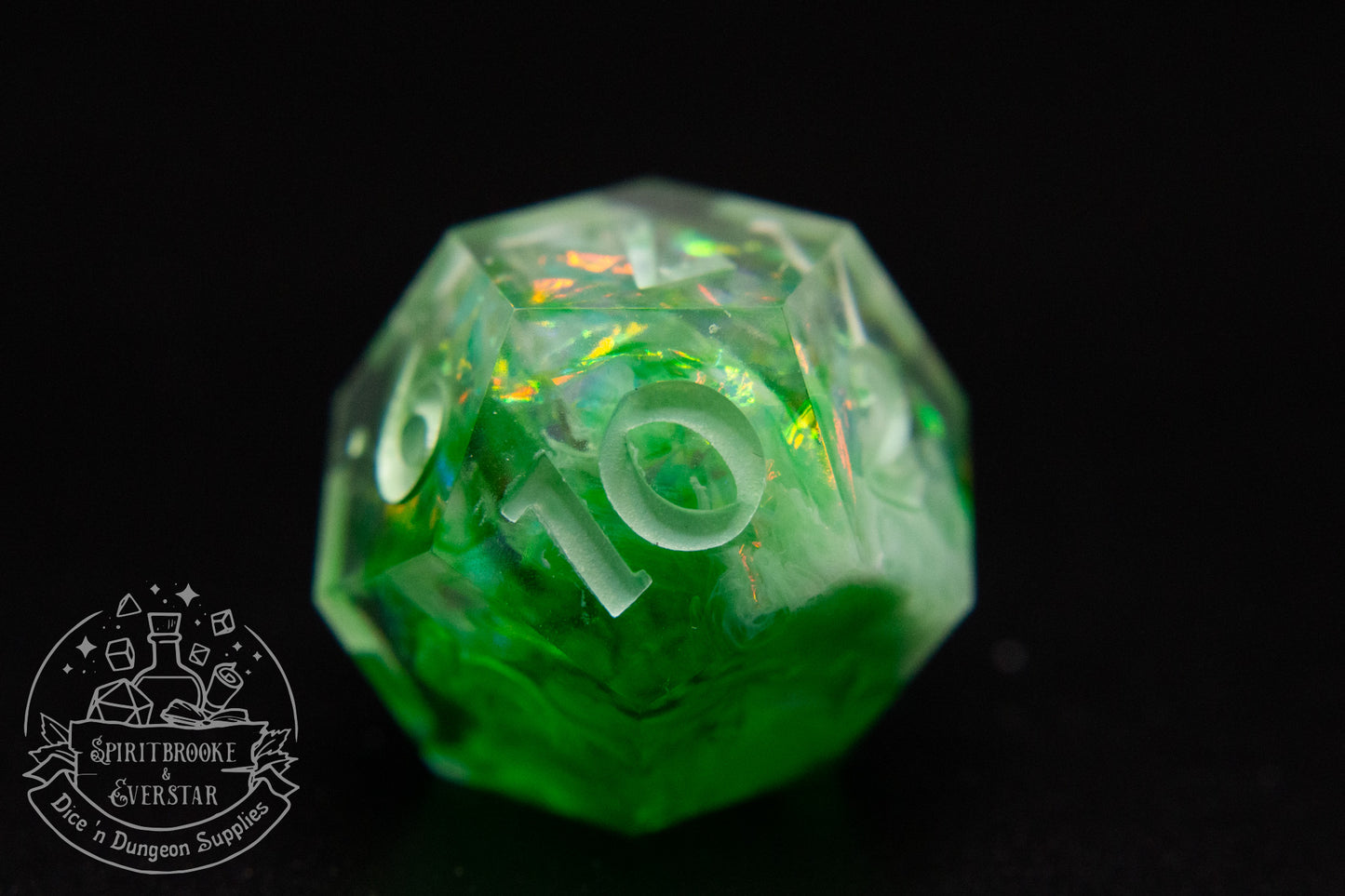 Green Rainbow Druid Polyhedral Dice