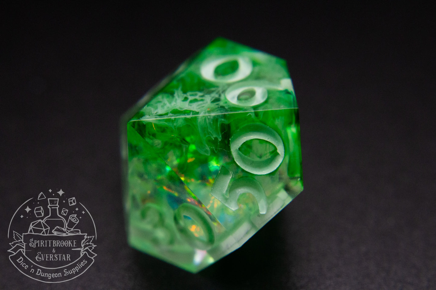 Green Rainbow Druid Polyhedral Dice