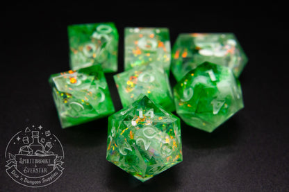 Green Rainbow Druid Polyhedral Dice