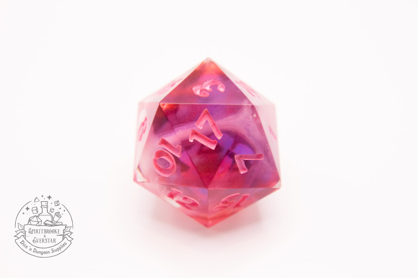 Mystical pink Cloudy Polyhedral Dice