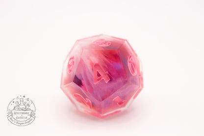 Mystical pink Cloudy Polyhedral Dice