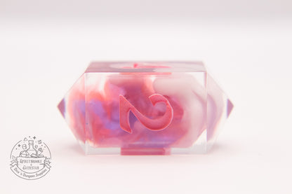 Mystical pink Cloudy Polyhedral Dice