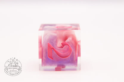 Mystical pink Cloudy Polyhedral Dice