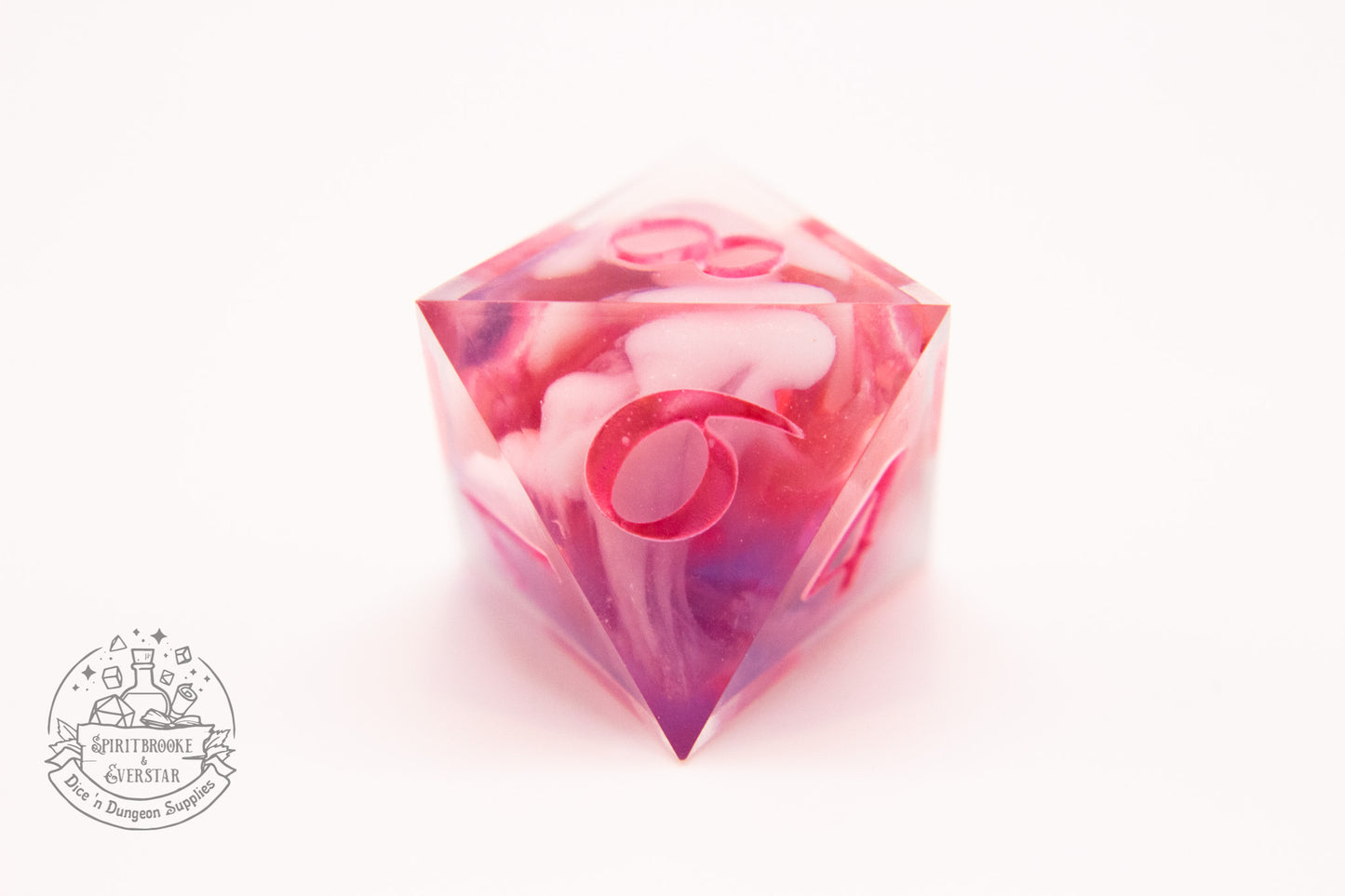 Mystical pink Cloudy Polyhedral Dice