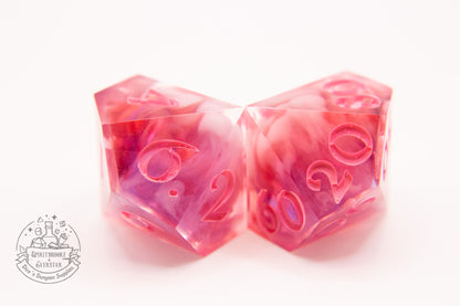 Mystical pink Cloudy Polyhedral Dice