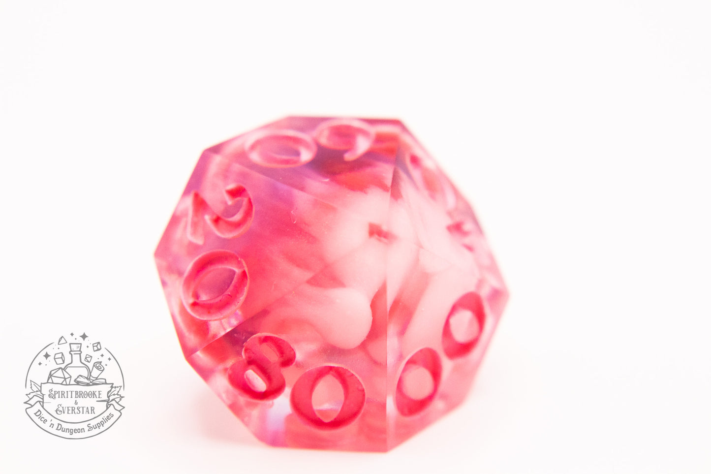 Mystical pink Cloudy Polyhedral Dice
