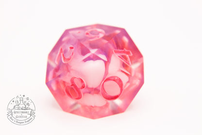 Mystical pink Cloudy Polyhedral Dice