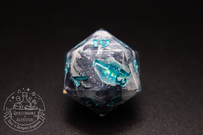 Aqua Polyhedral Geode Dobbelstenen