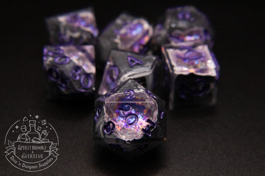 Sunset Polyhedral Geode Dice
