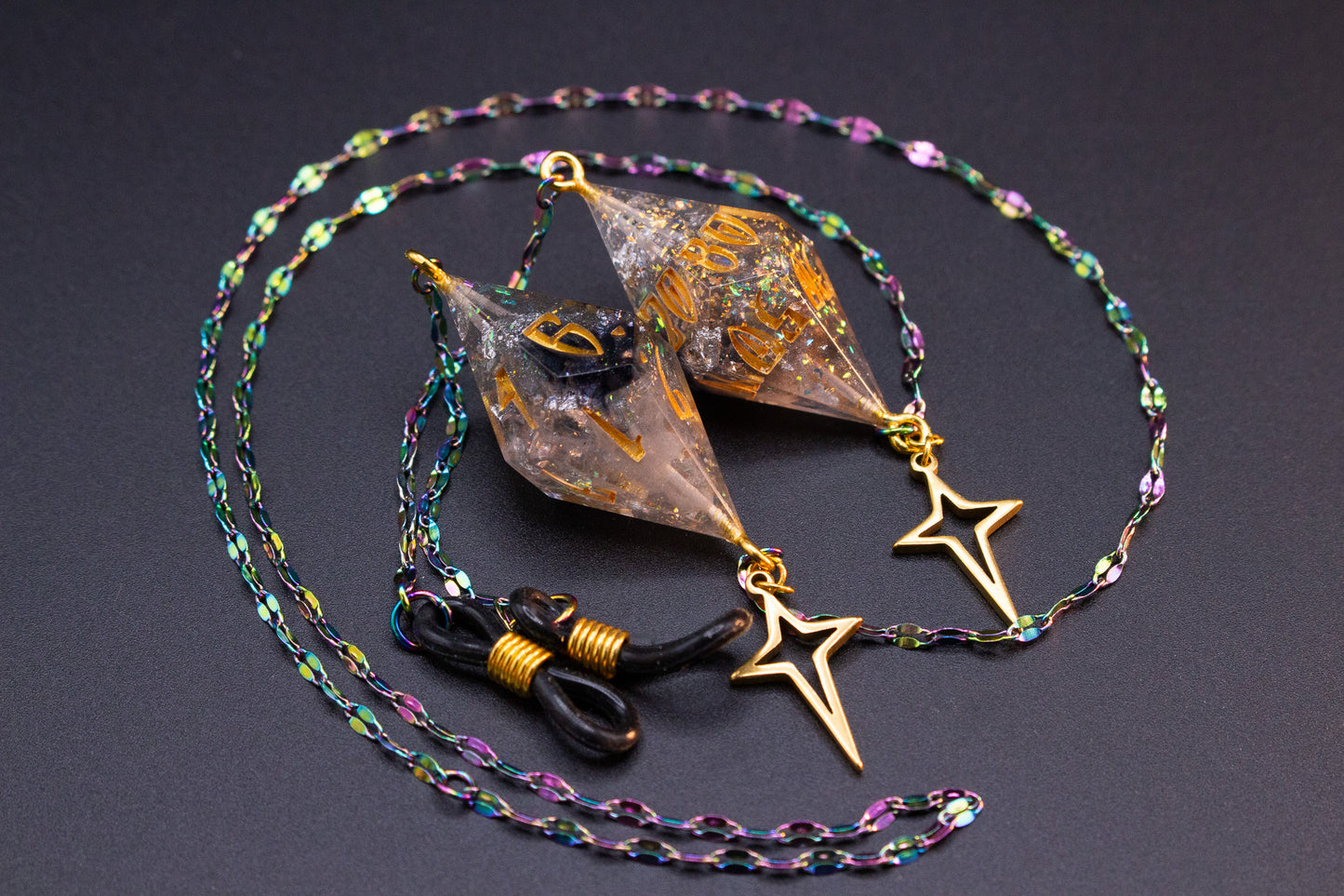 Rainbow Eyewear Chain Glitter Smoke Dice