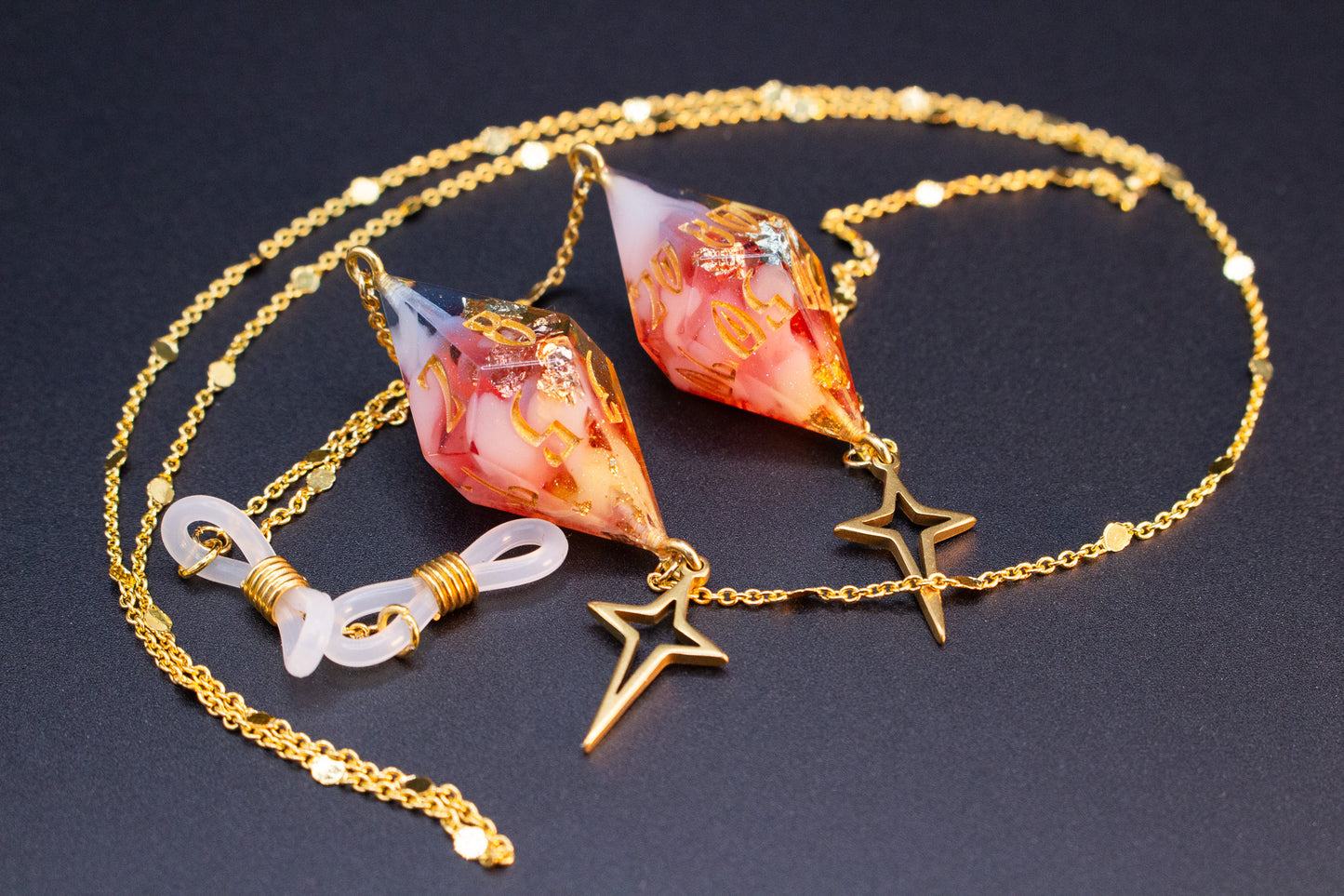 Gold Eyewear Chain Rainbow Skies Dice