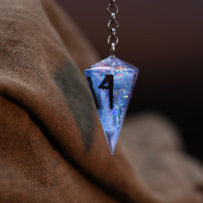Dice Hair Stick - Black Wooden Stick with a Electric Blue D4