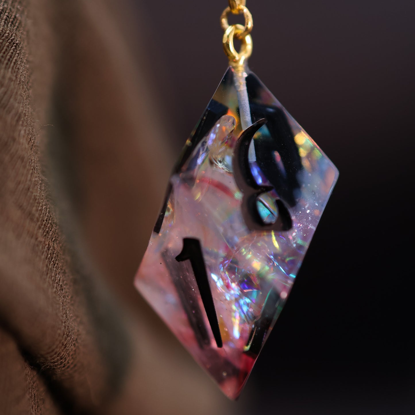 Dice Hair Stick - Wooden Stick with a Electric Rainbow D6