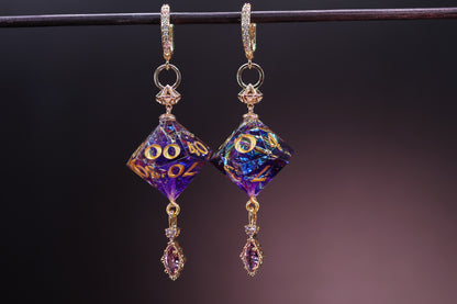 Royal Purple Court Gold D10 and D100 Earrings