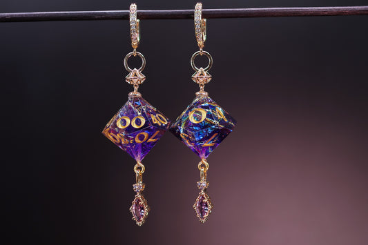 Royal Purple Court Gold D10 and D100 Earrings